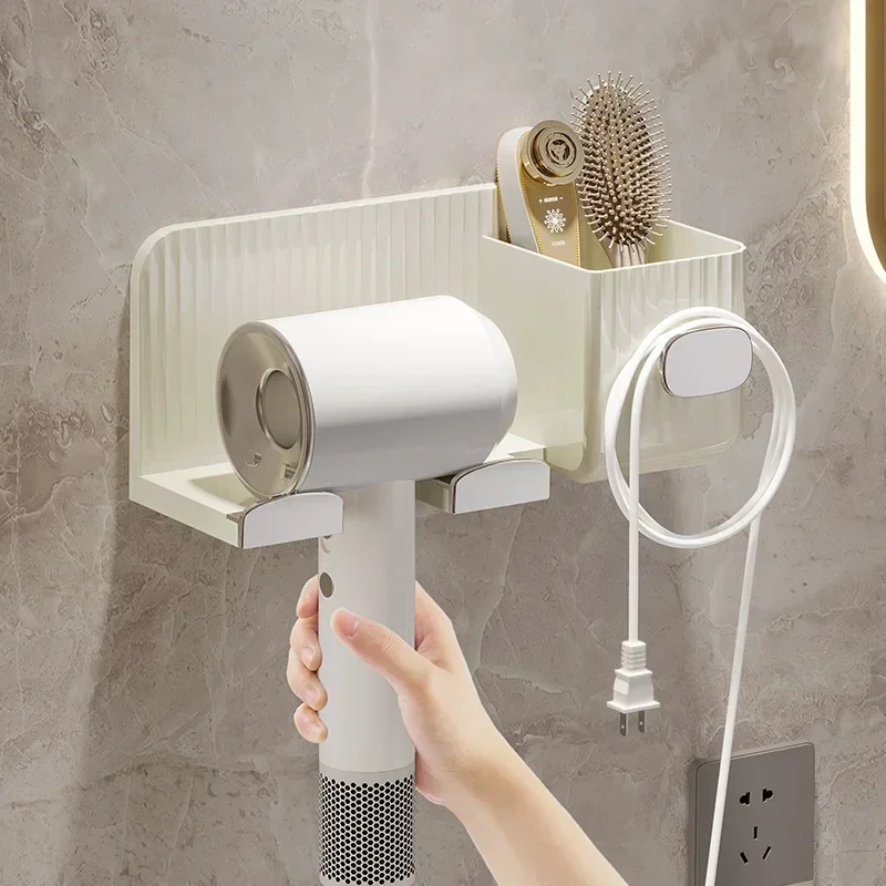 Wall Mount Hair Dryer Holder No Drilling Hair Dryer Storage Rack Bracket Bathroom Organizer Hair Straightener Dryer Hair Stand