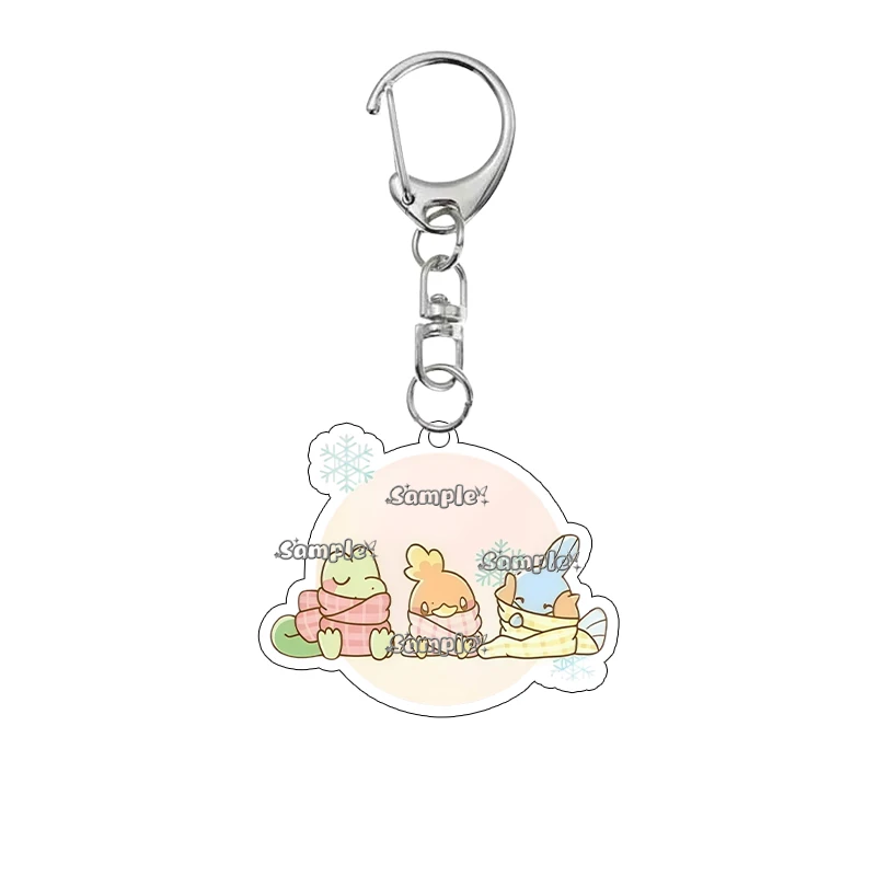 Cartoon Bulbasaur Charmander Squirtle Rowlet Cute Q Version Winter Scarf Warm Series Acrylic Keychain Anime Bag Pendant Key Ring - view 5