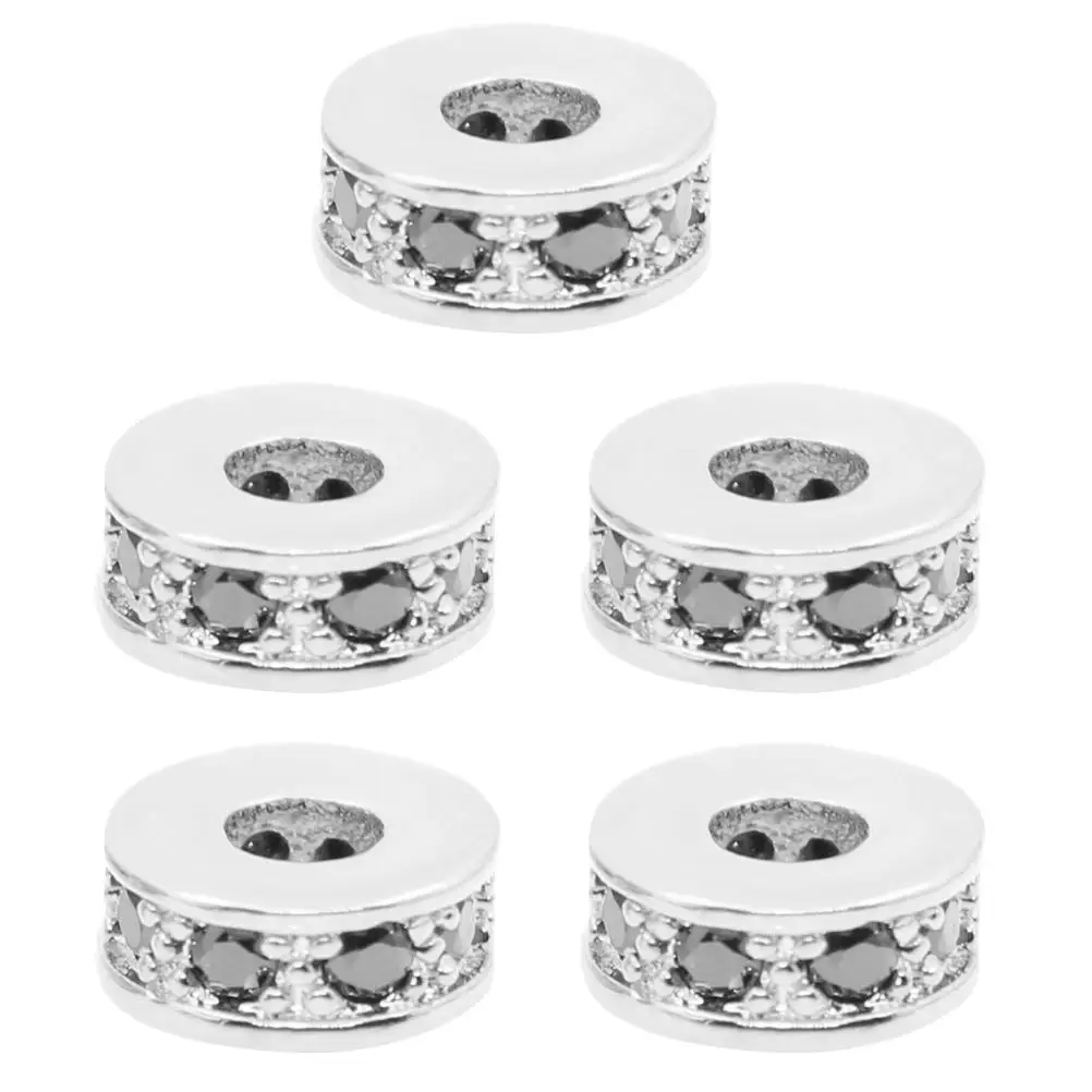 

5PCS Metal Spacer Beads Zircon Charms for DIY Necklace Bracelet Earrings Jewelry Accessories Pendant Decorative