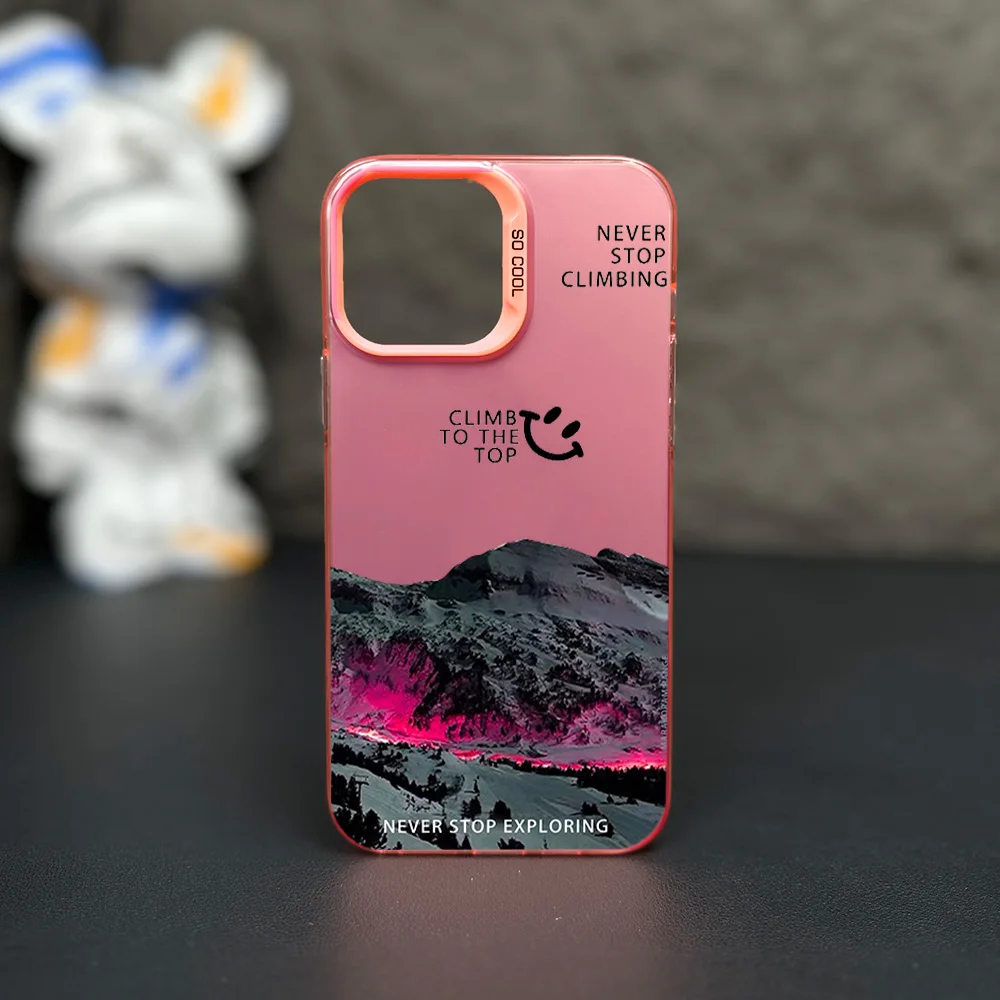 Climb To The Top Never Stop Climbing Phone Case for iPhone 12 11 13 14 15 16 Max Pro Plus Laser Cover IMD
