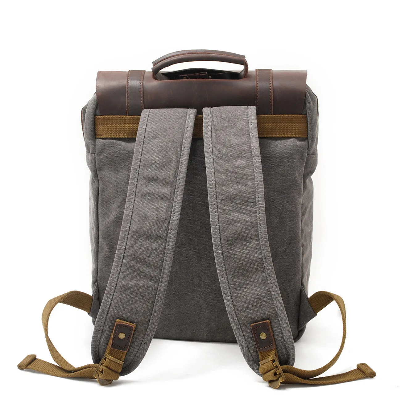 Men's backpack, leather, military canvas travel bag, male and female student large capacity backpack, business computer backpack