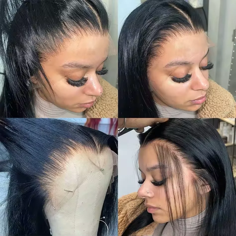 30 40 42 بوصة 5x5 13x6 HD شفافة العظام مستقيم الدانتيل شعر مستعار أمامي 200 الكثافة البرازيلي الدانتيل الباروكات الأمامية الشعر البشري للنساء