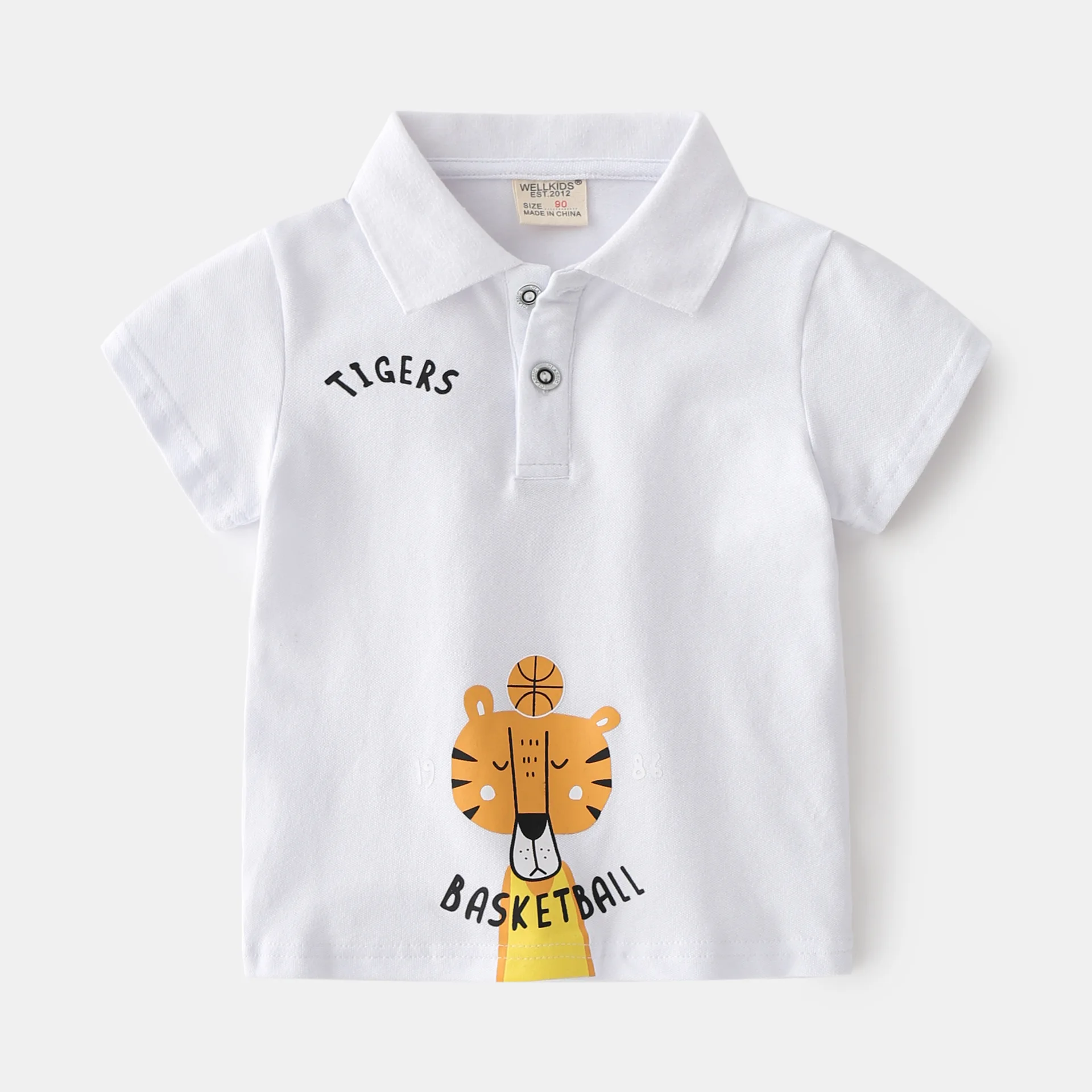 Flip collar hooded 2025 summer new handsome boy's T-shirt sleeves children's baby Korean version trendy base polo shirt