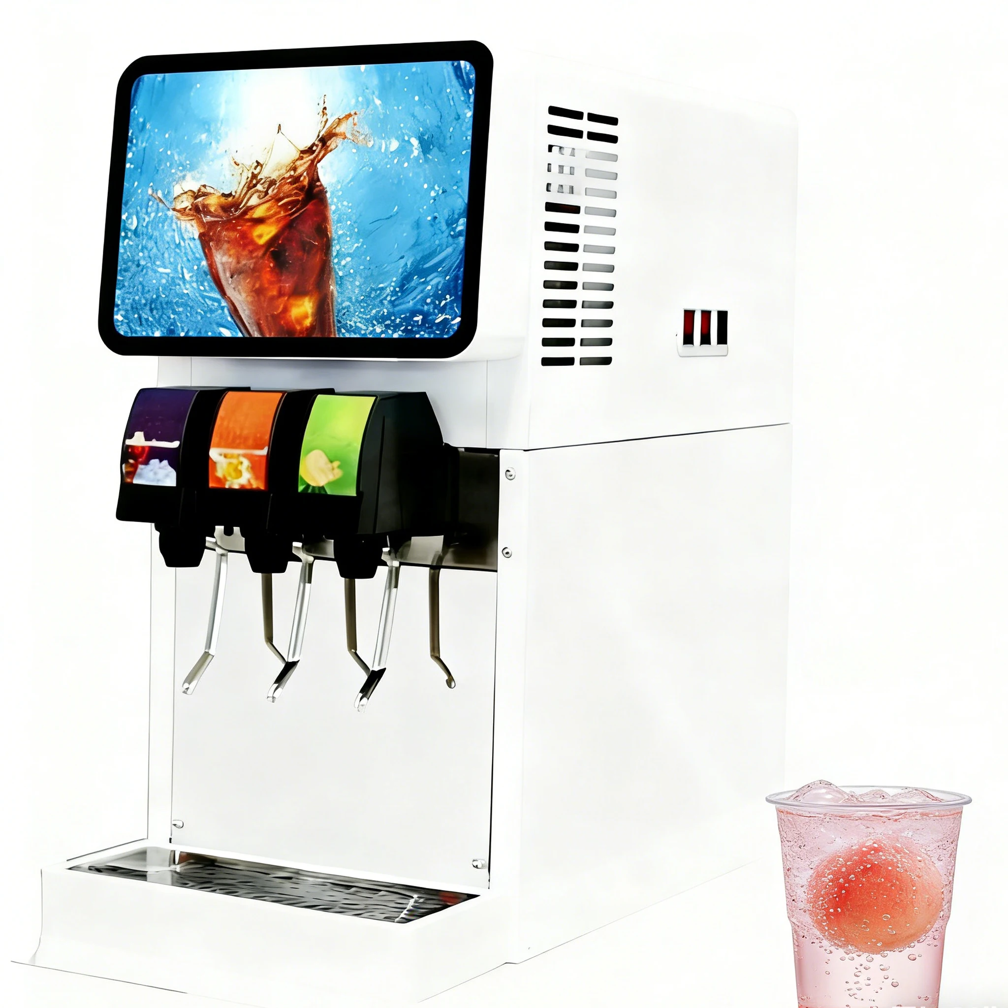 Durable Water And Soda Dispenser 500W Stainless Steel 3 Valve Automatic Fountain Drink Beverage Dispenser For Commercial Use