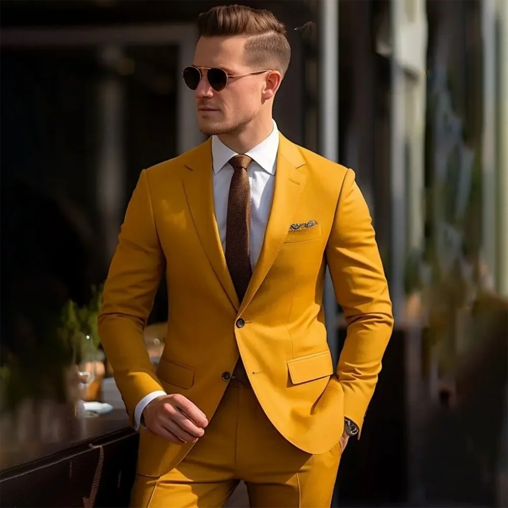 

Высококачественные мужские костюмы-двойки: пиджак и брюки, полный комплект. Роскошная одежда для выпускного вечера и вечеринок. Модная мужская одежда. Однобортный пиджак.