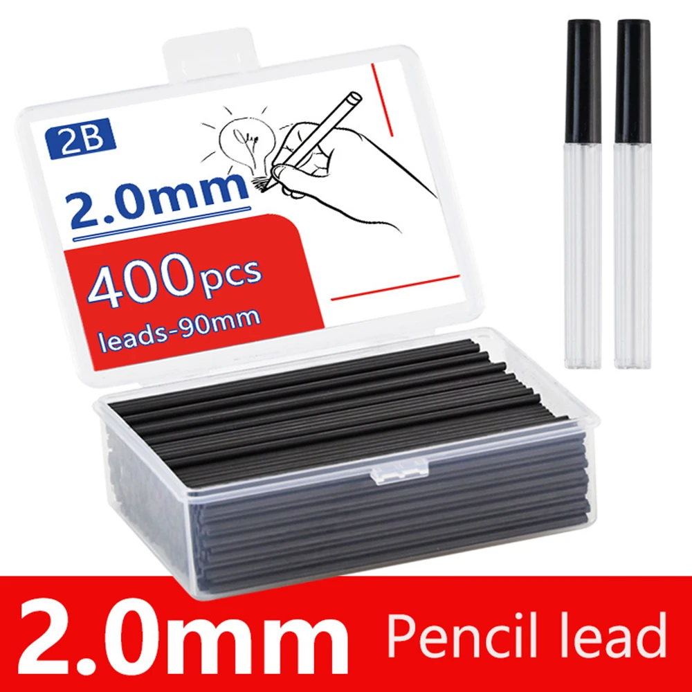 400Pcs/Box 2.0mm Mechanical Pencil Refills Erasable Resin Lead Core Student Writing Stationary