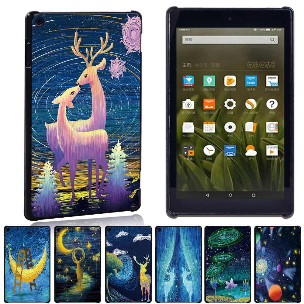 

For Amazon Fire 7 (2015/2017/2019)/Fire HD 8(2016/2017/2018)/Fire HD 10(2015/20172019) Casual Style Hard Shell Tablet Case + Pen