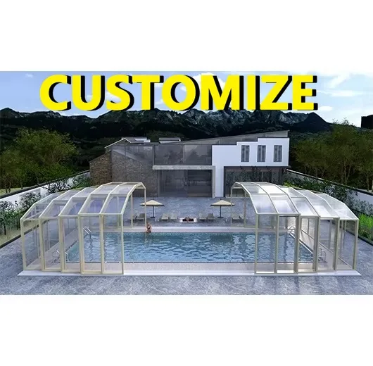 Any Size Custom Transparent Aluminum Swimming Pool Enclosure Retractable Dustproof Outdoor Backyard Garden Patio Shelter