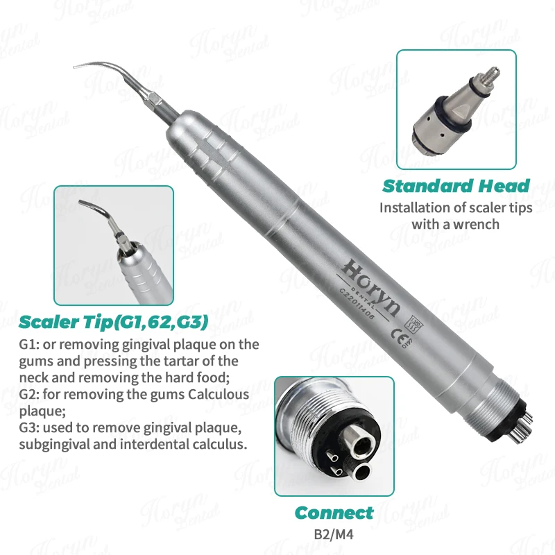 Dental Ultrasonic Air Scaler  Teeth Cleaning 2/4 Holes 3Tips air Scaler Handpiece with G1/ G2 / G3 scaling whitening pen