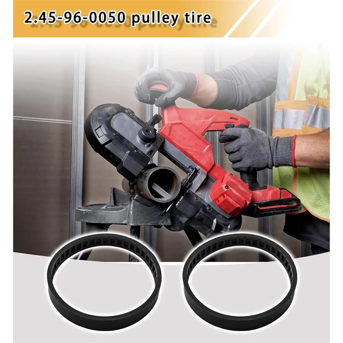 kit-de-correia-de-transmissao-com-polia-2-pecas-para-substituicao-da-correia-de-serra-de-fita-milwaukee-2829-20-m18-e-2829s-20-substitui-45-96-0050