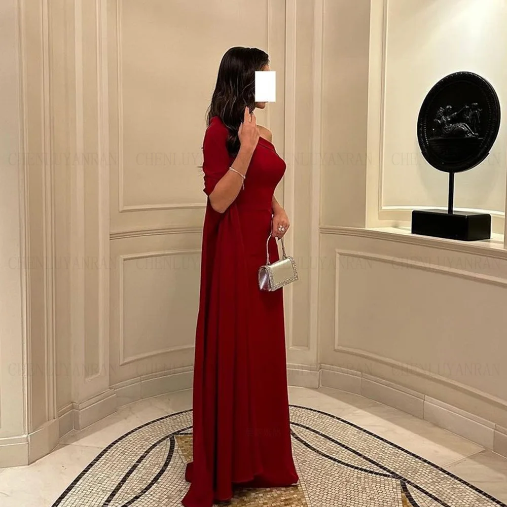 Red Simple Formal Occasion Dresses 2024 One-Shoulder Satin Ball Gowns Long Sleeve Elegant Sexy Evening Party Gown فساتين الحفلات