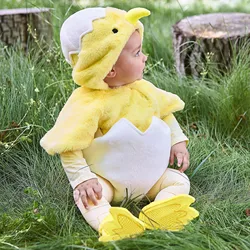 Infant Boys Girls Cosplay Chicken Animal Costume Winter Fleece Hooded Romper Bodysuits Footwear Set