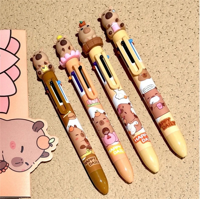 36 pcs/lot Creative Capybara 6 colors Ballpoint Pen Cute Press Ball Pens School Office writing Supplies Stationery Gift