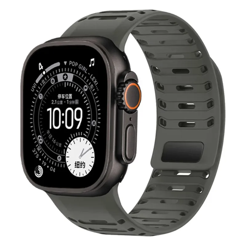 حزام سيليكون مغناطيسي لساعة أبل Ultra3 49 مللي متر/سلسلة 11 10 46 مللي متر حزام مريح لساعة iWatch 9 8 7 6 5/SE 3 45 مللي متر 44 مللي متر
