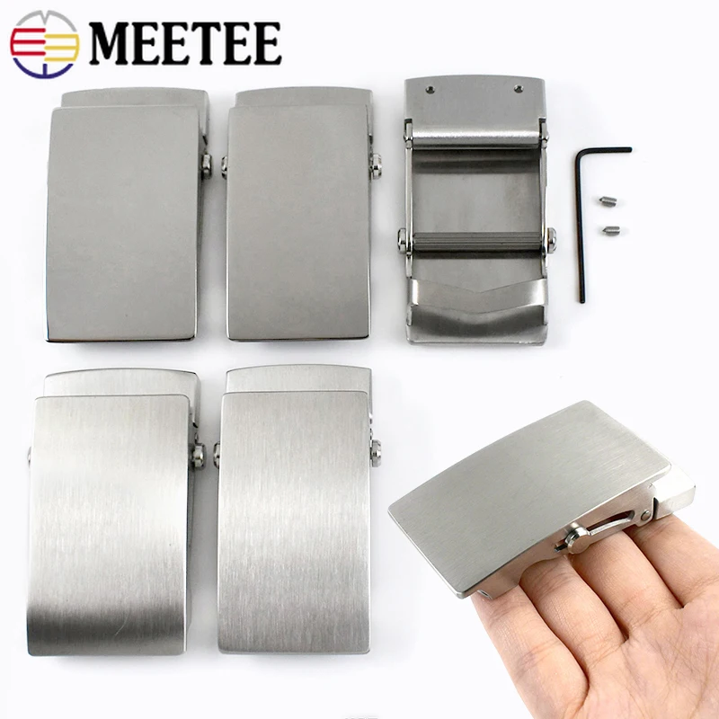 

Meetee 1Pc 36mm/39mm Stainless Steel Men Belt Buckle with Roller Toothless Automatic Buckles Head DIY Business Belts Accessories