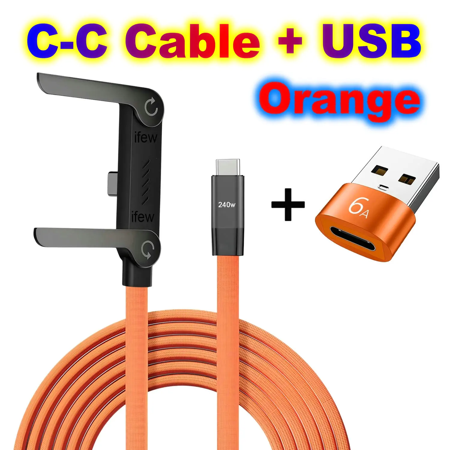 USB Type-C плоский зарядный кабель с подставкой-держателем и скрытой подставкой для телефона, складной, 240 Вт, кронштейн для зарядки