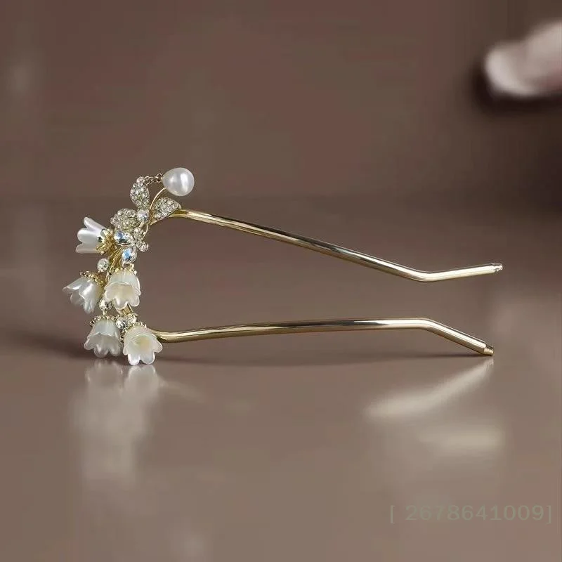 ♥Elegant Floral Hair Fork - Crystal & Pearl Tassel Hairpin for Bun Updo & Formal Occasions|〔YY33〕 view 5