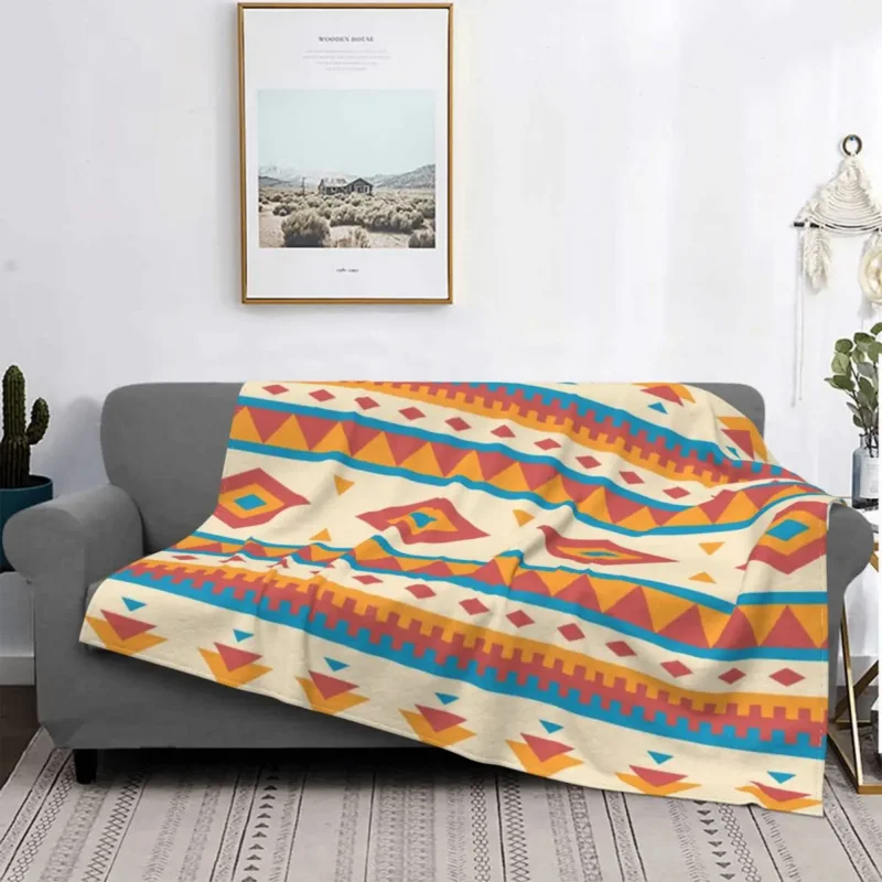 Boho Pattern Geometric Bohemian Blanket Coral Fleece Plush Multifunction Super Warm Throw Blankets for Bedding Couch Bedspread