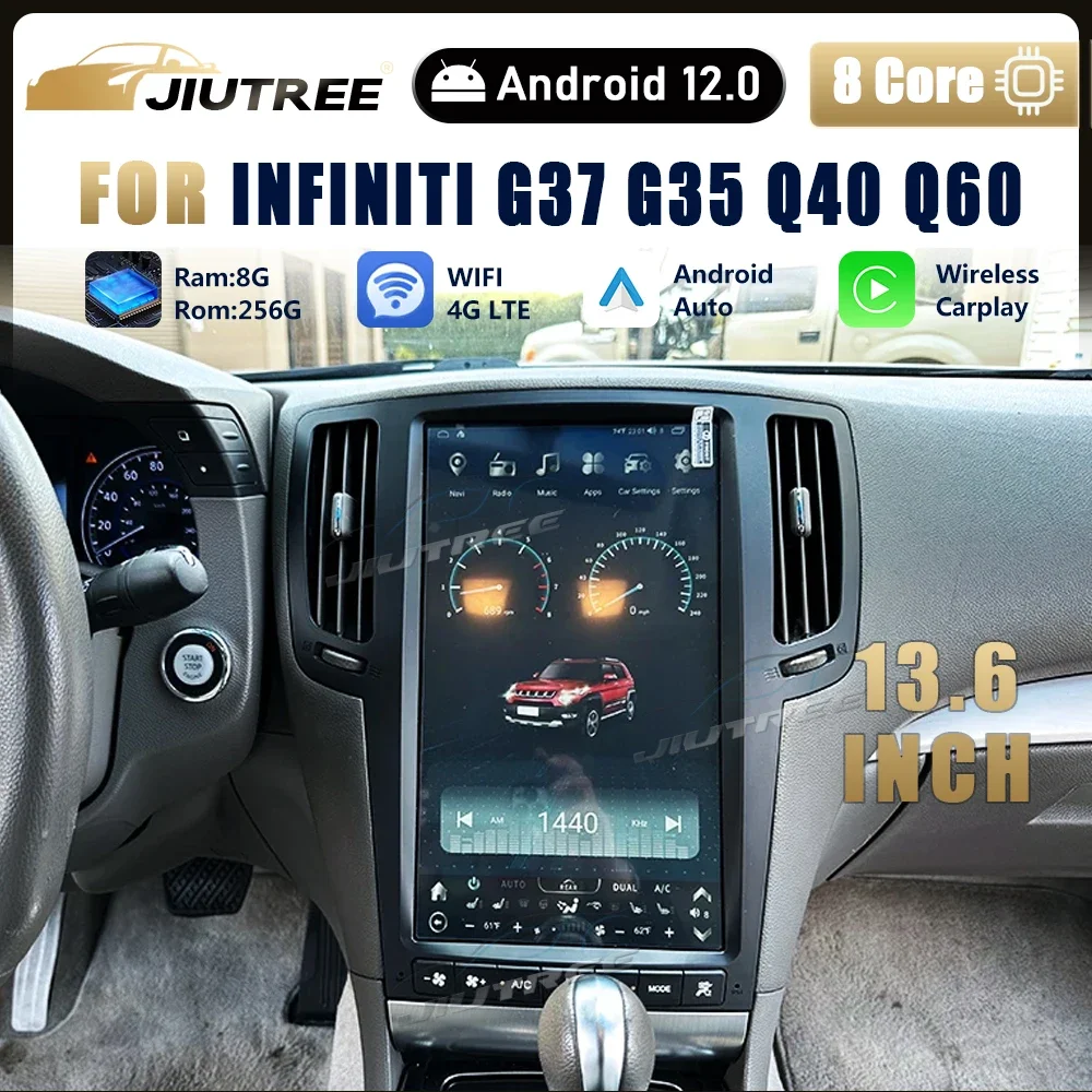 Android 12 Tesla Style For Infiniti G37 G35 G25 Q40 Q60 2007-2015 Car Radio Vertical Screen Multimedia Player GPS Navigation