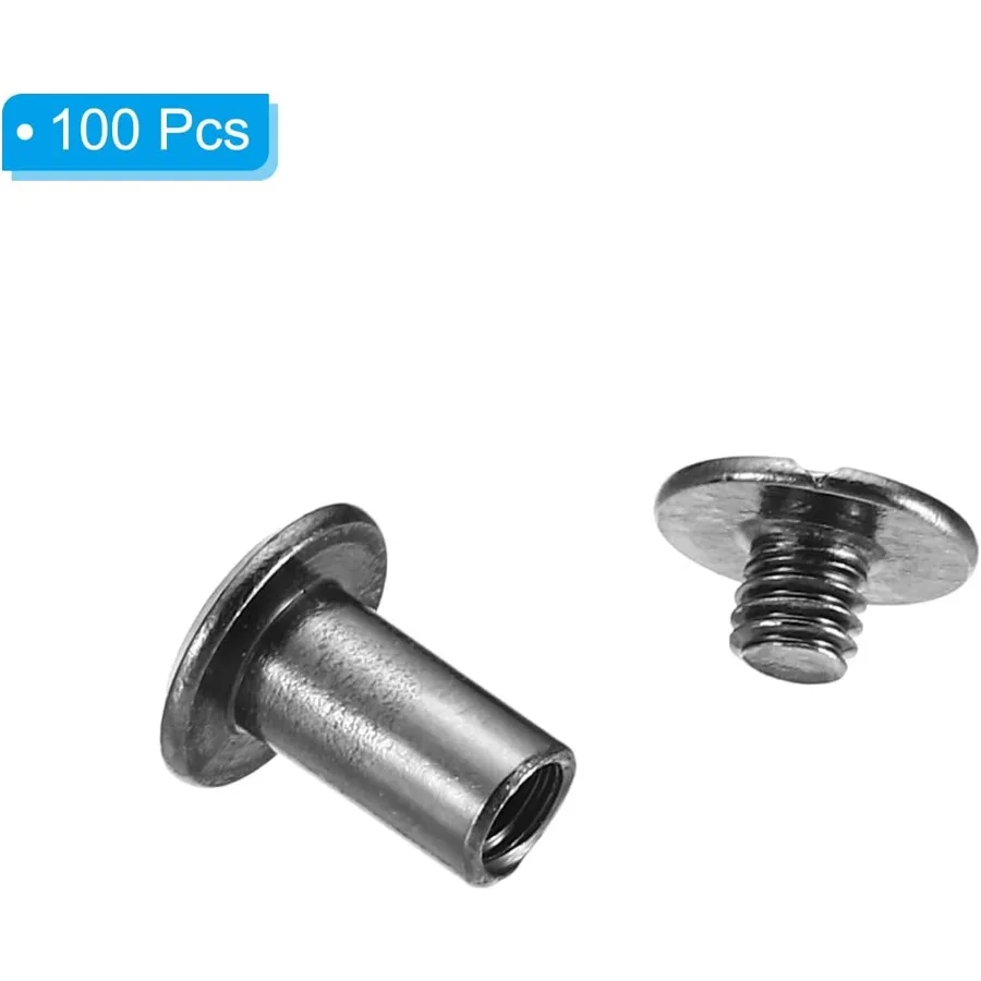 100 Set Viti Chicago M5x8mm Viti Chicago Phillips Binding Post Vite Bulloni Rivetti in pelle Fers Connettori Acciaio per la pelle