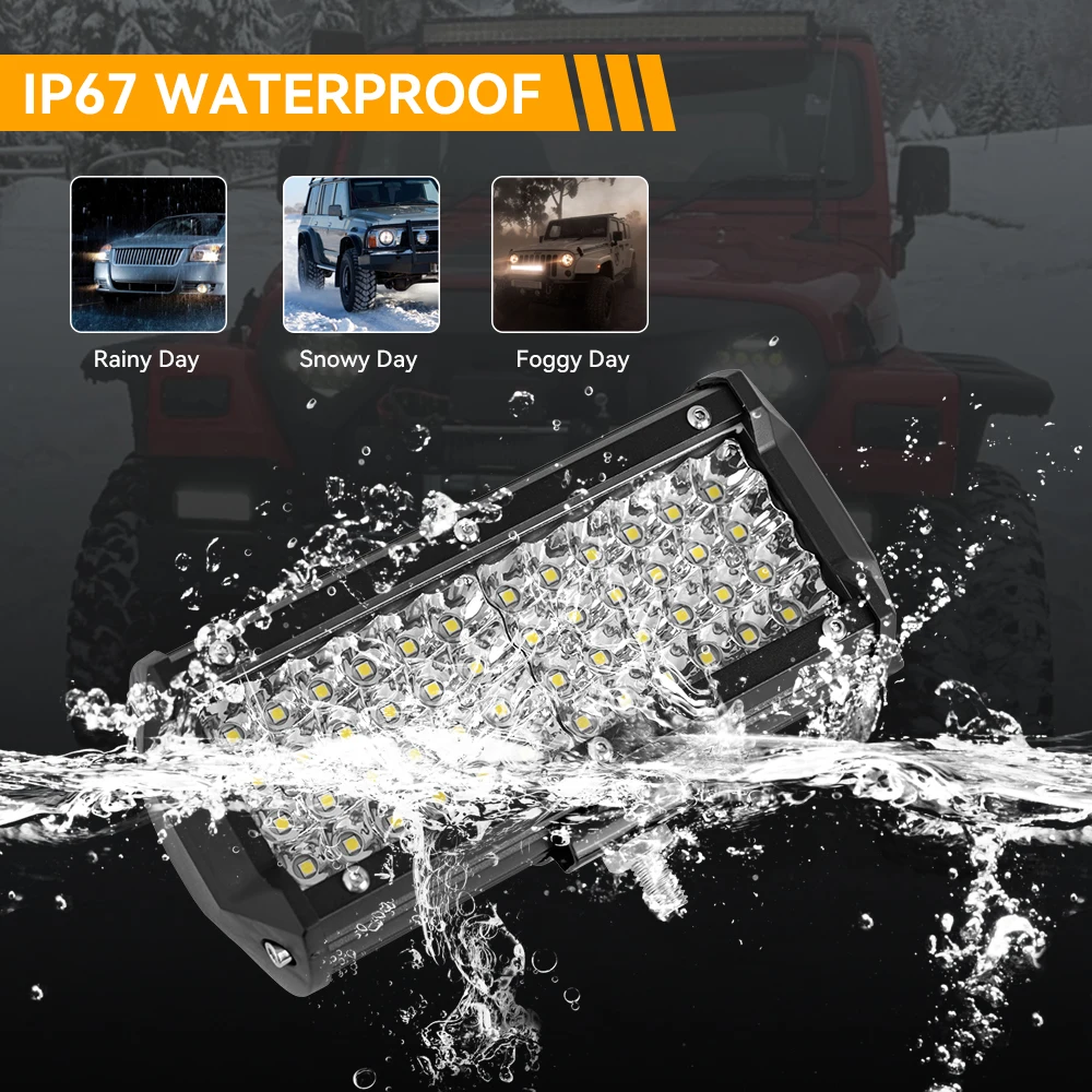 120w 144w barra led offroad ponto inundação combo feixe de luz led luz trabalho para 4x4 caminhão carro suv 4wd barco barra led farol