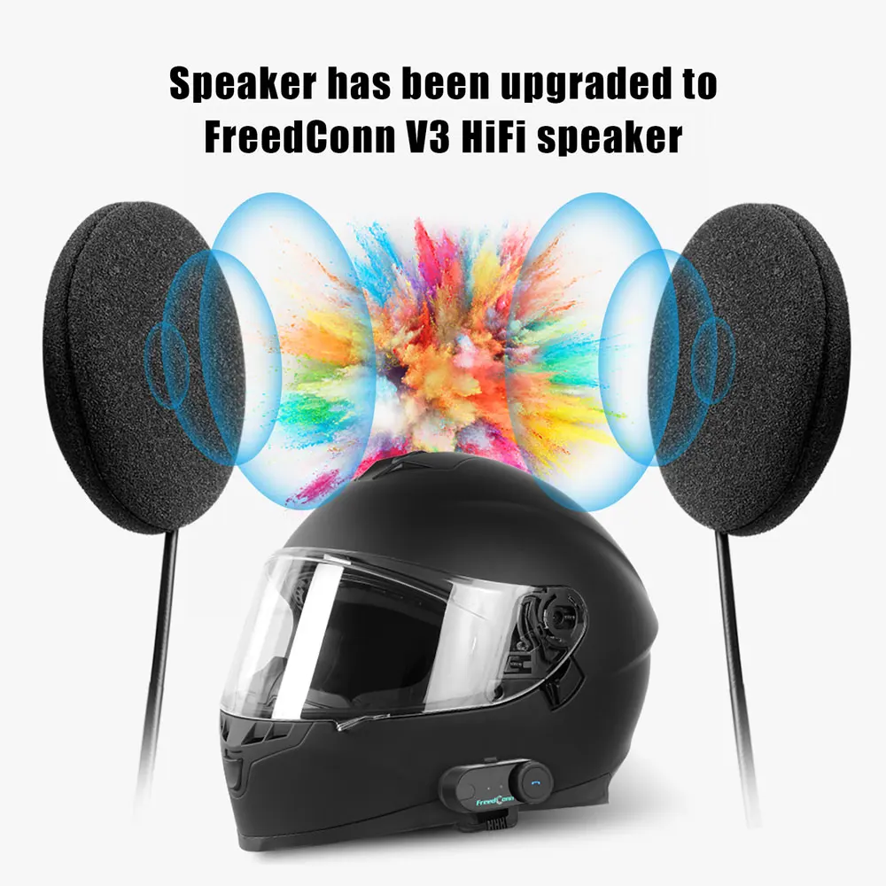 Freedconn Helm Bluetooth Headset Gruppe Motorrad Intercom Kopfhörer FM Musik Teilen Intercomunicador bis zu 6 Fahrer T Com VB – Detail 5