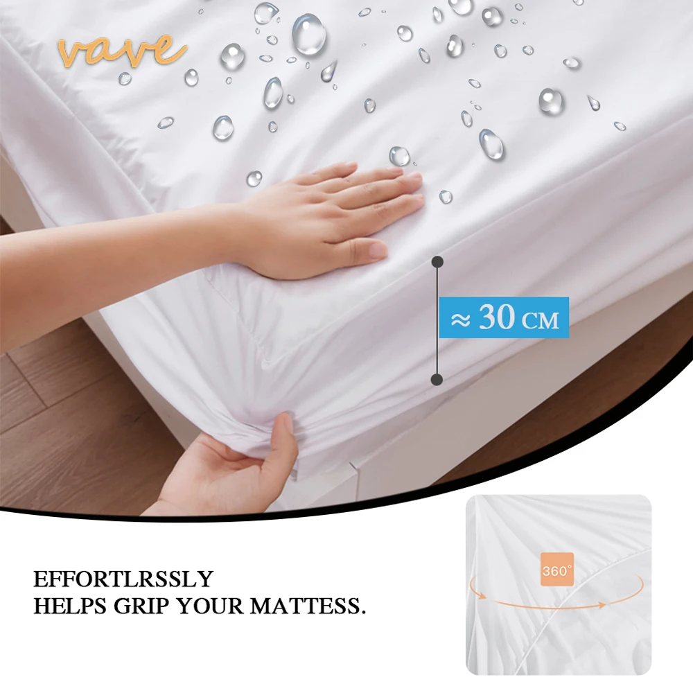 100% Waterproof Fitted Bed Sheet with Elastic Band Anti-slip Cover Mattress Protector for Single Double King Queen160 180 200