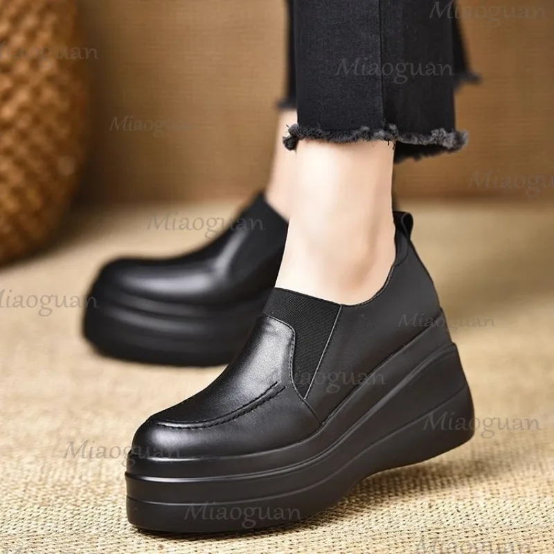

Ladies Shoes 2025 Platform Loafers Women's High Heels Casual Suede Pumps Women Round Toe Slip on Wedges Shoes Female Zapatos