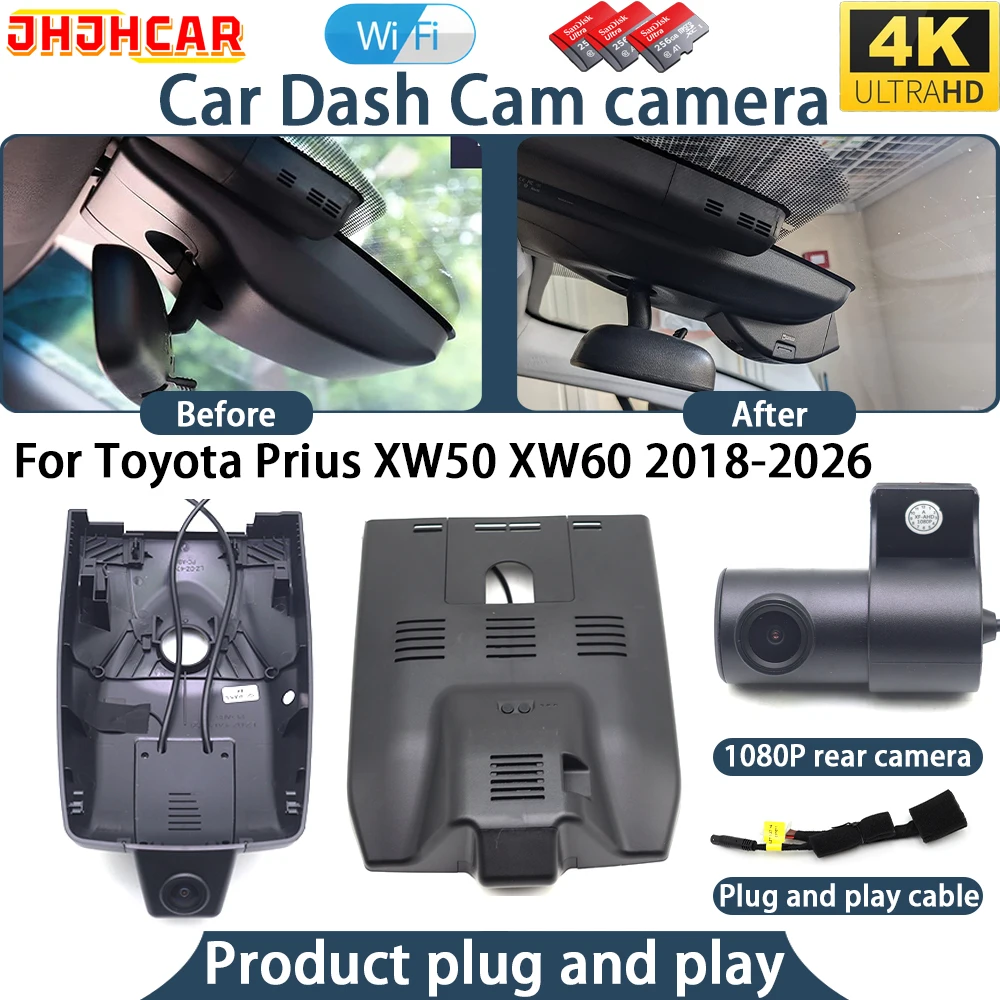 4K UHD Dash Cam For Toyota Prius XW50 XW60 2018-2026 Plug And Play WiFi DVR Car Camera Video Recorder 170° Wide Angle Night