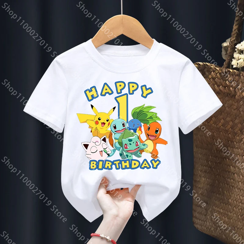 Happy Birthday T-Shirt, Cartoon, süßes T-Shirt für Jungen und Mädchen, modische Sommerkleidung für Studenten, Oberteile, Anime, kurzärmelig, Geburtstagsgeschenke