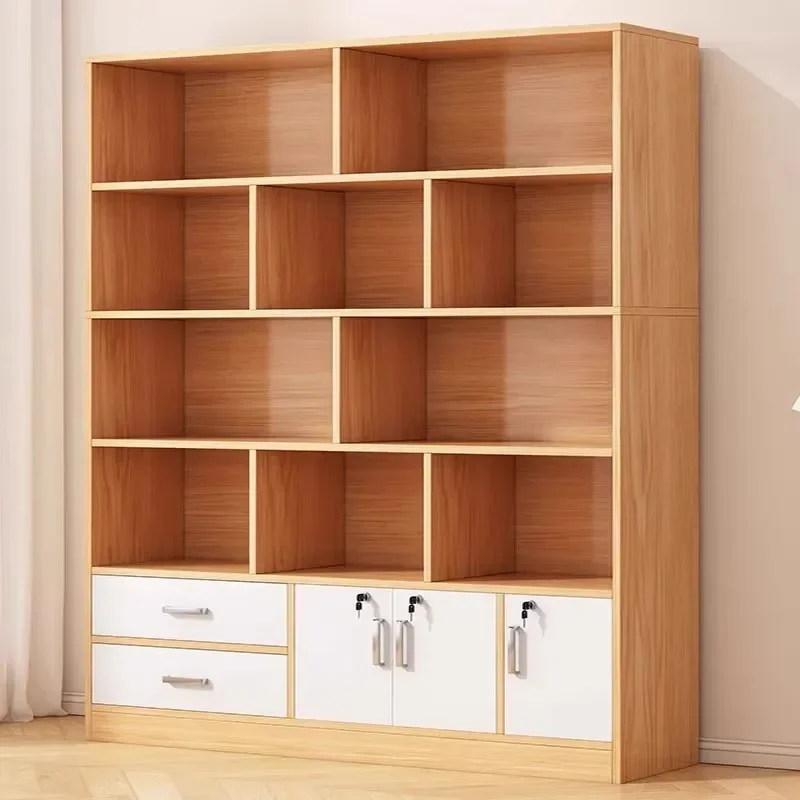 Internet Celebrity Bookshelf Floor-to-ceiling Bookcase Integrated Cabinet Shelf Against Wall Office File Cabinet Locker