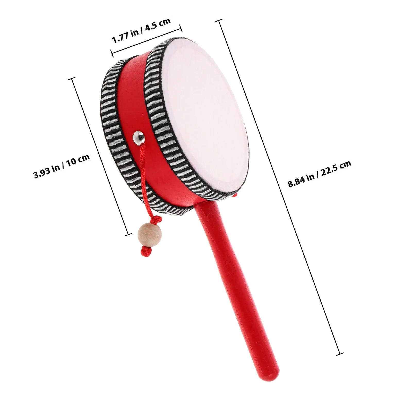 Tambour à hochet chinois, Instrument traditionnel à main pour enfants en bas âge, éducation musicale, cloche à main pour bébé, tambour rotatif