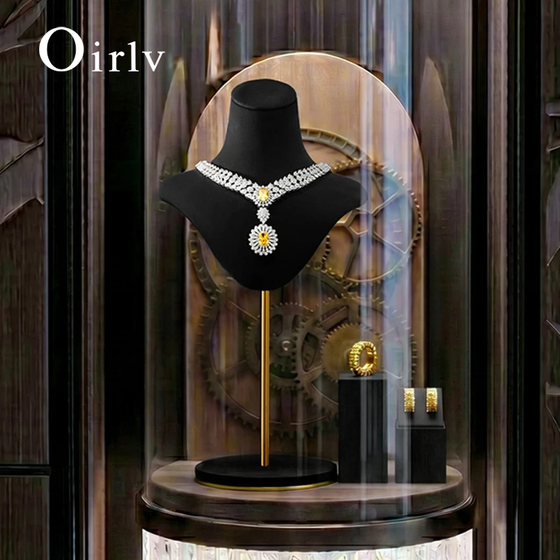 Oirlv 1pcs Mannequin Bust Necklace Display Stand Portrait Model Neck Pendant Jewellery Storage Rack Holder Window Showcase Props