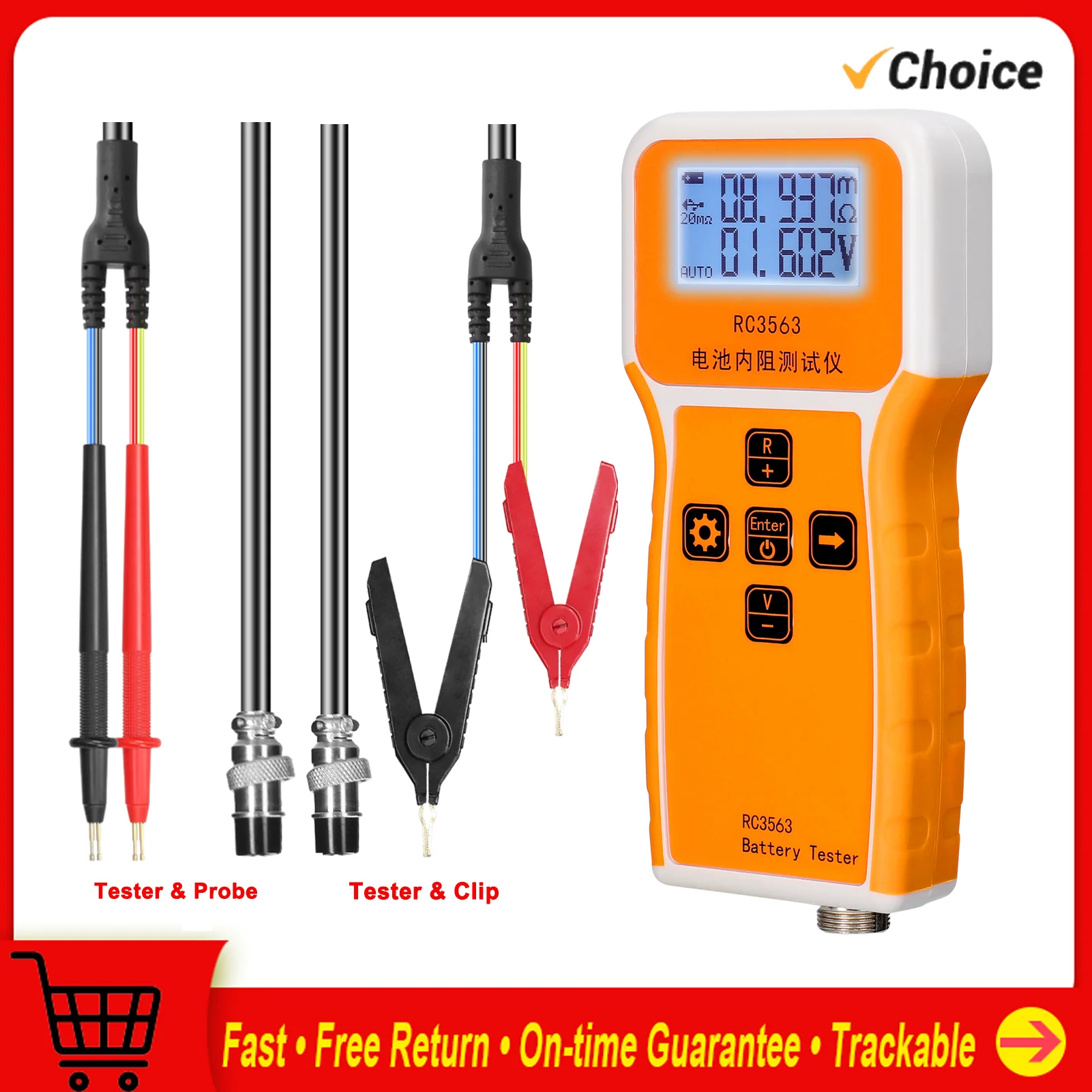 RC3563 200Ω 100V Handheld Portable Battery Internal Resistance Voltage Tester 3-digit Display Battery Tester High-precise True