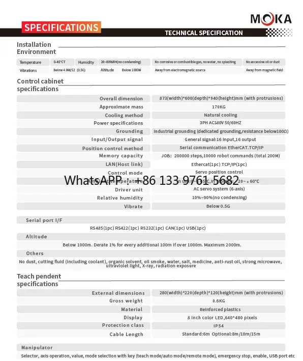 MOKA Brand New Heavy  Automatic Industrial Robot Arm New Generation Articulated Robots