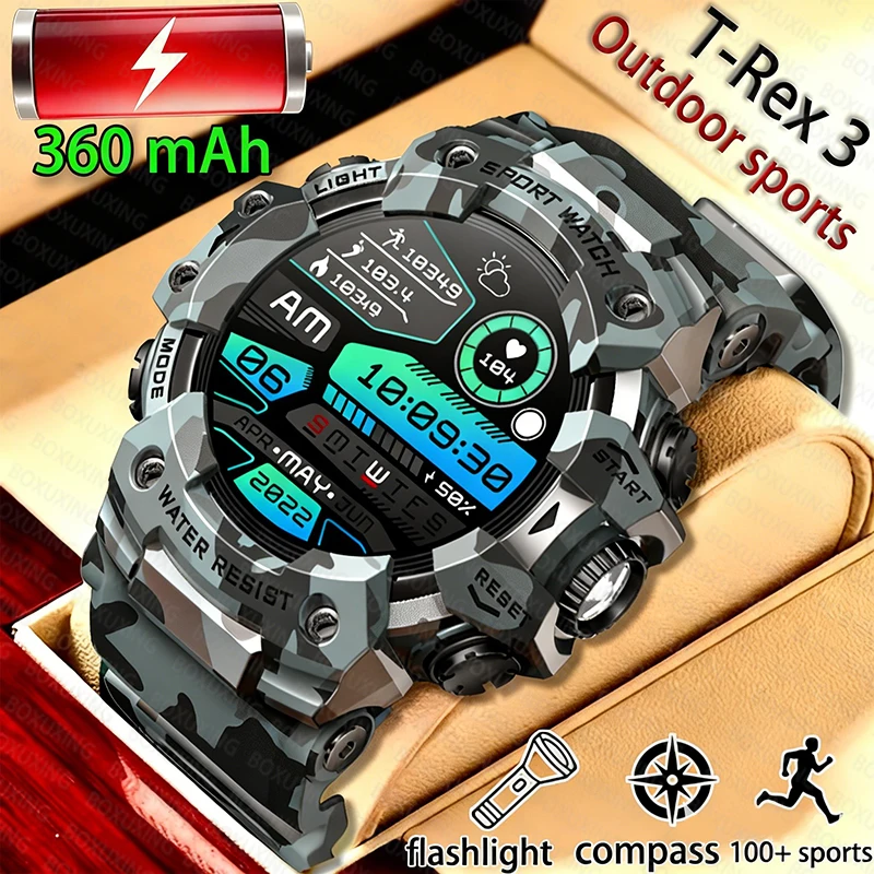 

Военные спортивные умные часы с активным краем, мужские уличные фитнес-компас, пульсометр, Bluetooth-вызов, IP68, водонепроницаемые умные часы