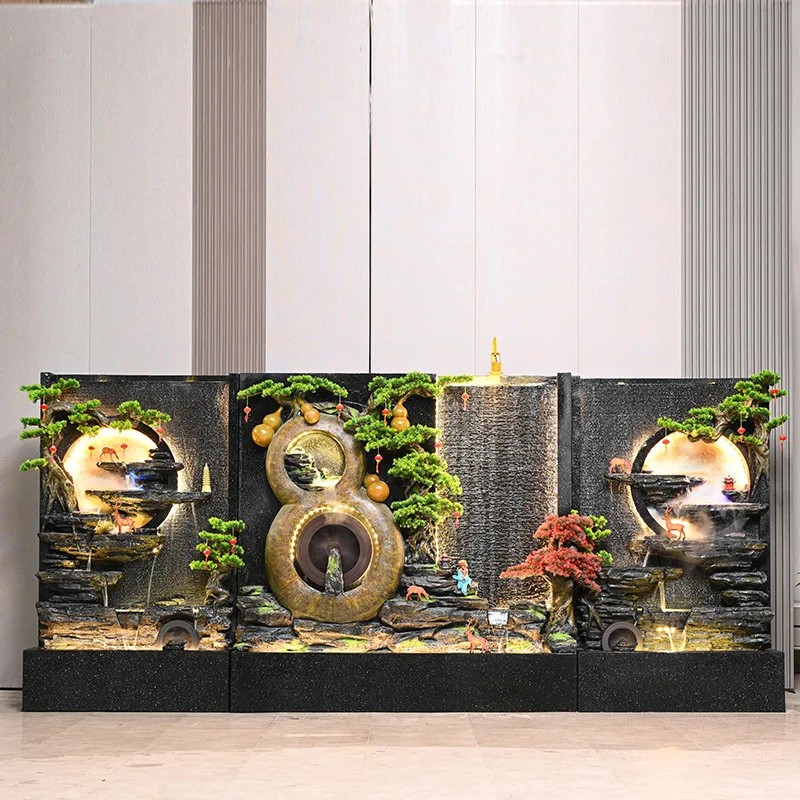 water curtain wall, running water curtain screen, living room and office partition, entrance water feature circulating fish tank