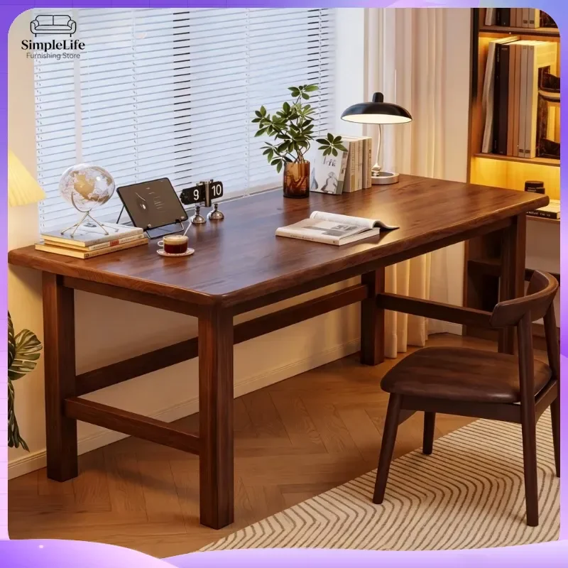 Solid Wood Computer Desk for Adults Home Office Study Table Writing Desk Wall Mounted Long Desk Minimalist Bedroom Student
