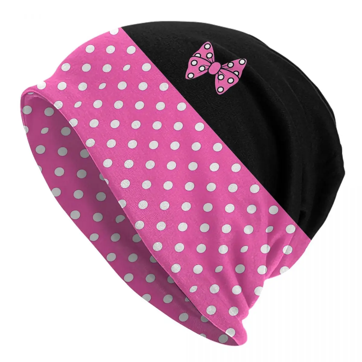 

Pink Minnie Mouse Polkadots Bonnet Hat Autumn Winter Outdoor Skullies Beanies Hats for Men Women Warm Head Wrap Cap