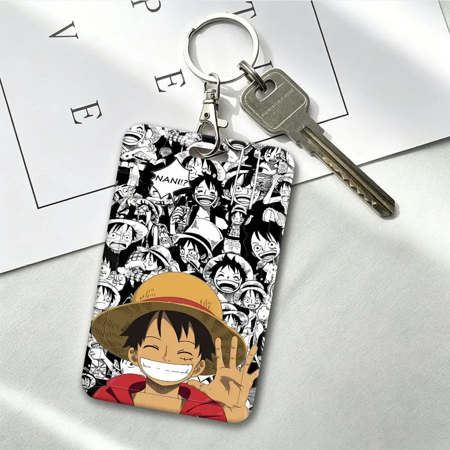 1Pc Card Holder Retractable Credit Card Holders Holders Child Bus with lanyard Bank ID Badge Cover Case One Piece Luffy Anime