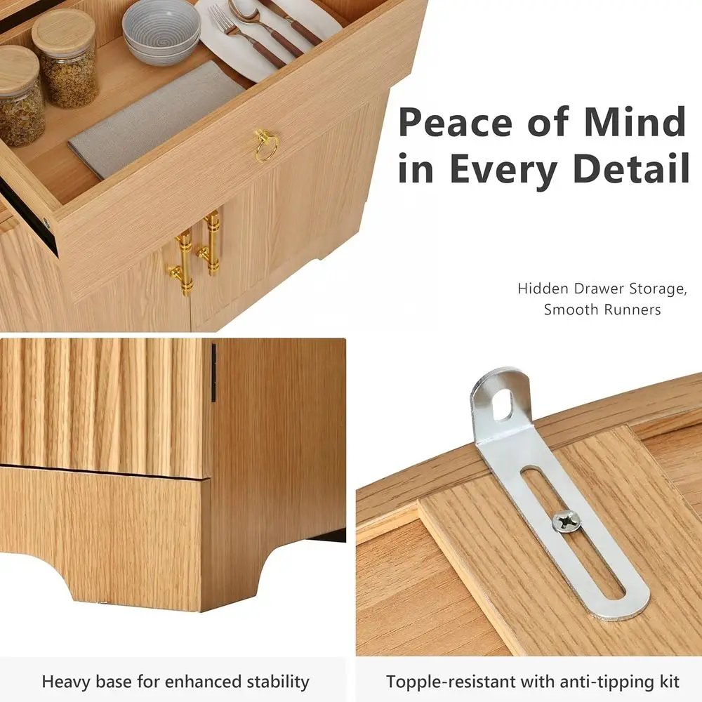 72 armário de despensa de cozinha de arco alto com 4 portas, 3 prateleiras ajustáveis, 1 gaveta oculta, 8 prateleiras de porta, adequado para cozinha,