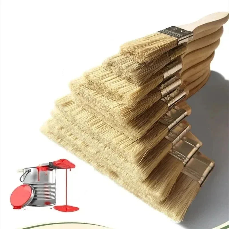 

5pcs Paint Brush Wooden Handle BBQ Brush 1/2/4/5/6 Inch Soft Hair Painting Brushes for Wall and Furniture Paint Tool Set