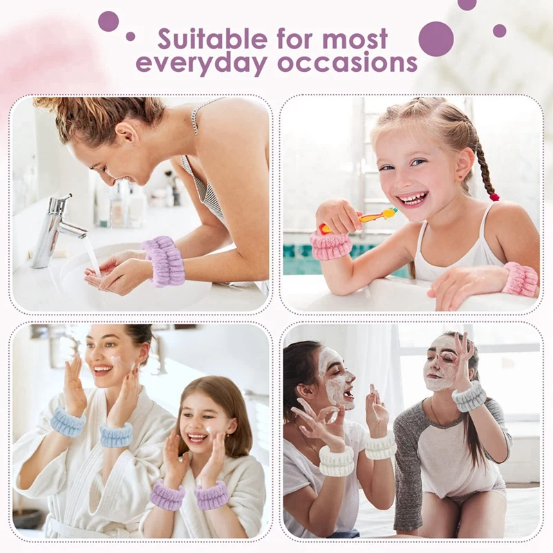 سوار معصم من المايكروفايبر لغسيل الوجه ، مناشف المعصم كما هو موضح ، سوار معصم لغسيل الوجه ، شريط غسيل سبا ، 20 *