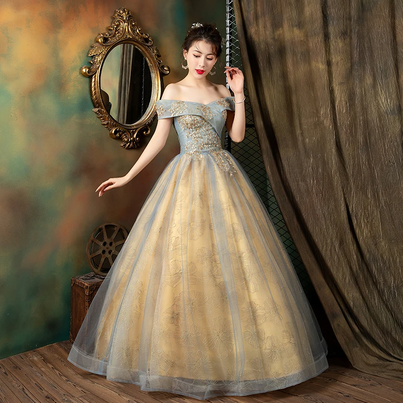 

Classic Off The Shoulder Quinceanera Dresses Sweet Floral Print Tulle Ball Gowns New Elegant Floor-length Vestido De Debutante