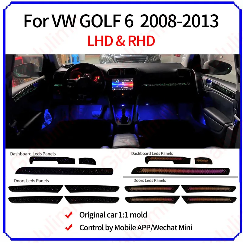 

Gialulimn LED Ambient Light for VW Golf 6 2008-2013 LHD RHD Atmosphere Backlight MoodLight Lamp Kit Ambilight Interior Ambient