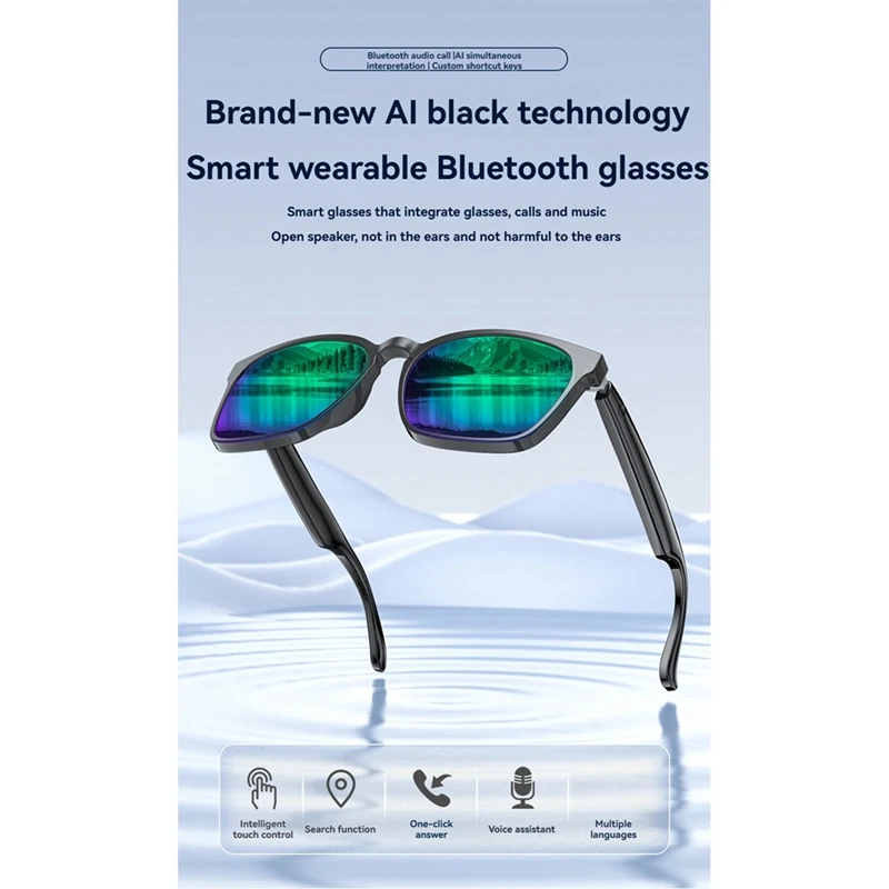AI Smart Glasses Bluetooth 5.4 with Speaker 145 Languages Real Time Translator AI Sunglasses for Men and Woman F-A12I