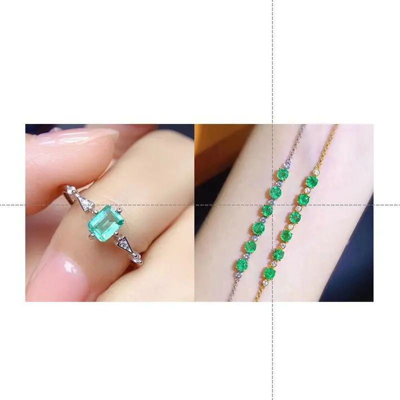 

2022 Fashion emerald green stone ring bracelet jewelry