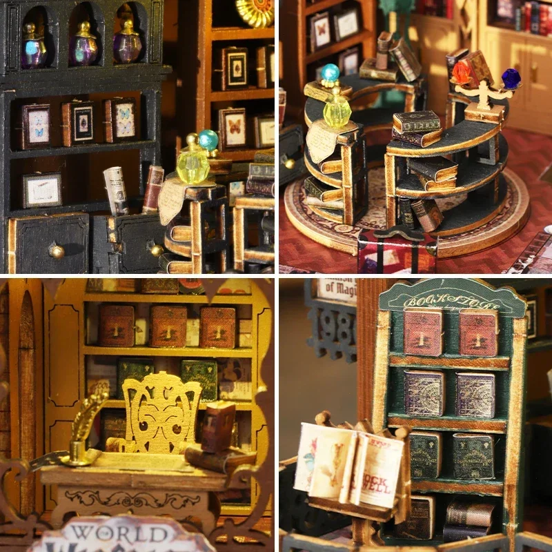 

Retro DIY Wooden Twilight Book City Dollhouses Miniature Kits With Furniture LED Light Home Decoration For Adult Handmade Gifts