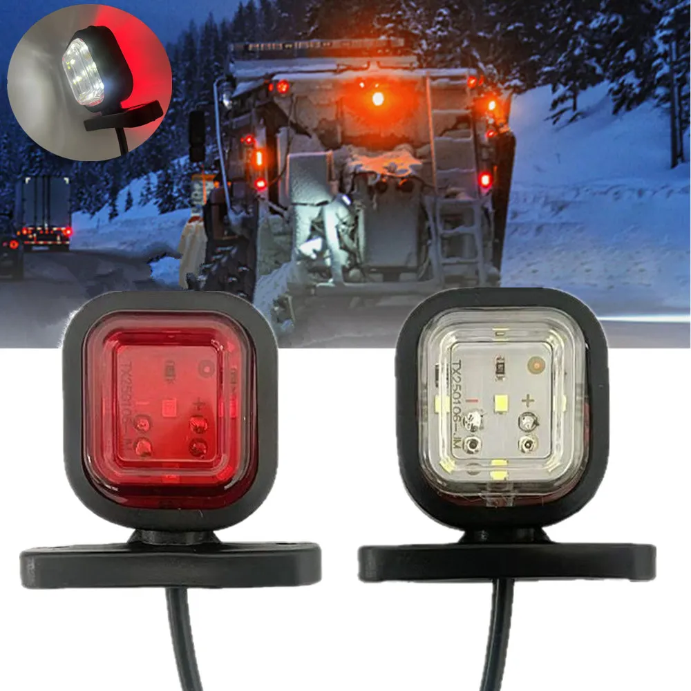 2PCS Waterproof Outline Caravan Lamp Double Side Marker Lights Truck LED Taillight Front Rear Clearance Lights for Trailer Van