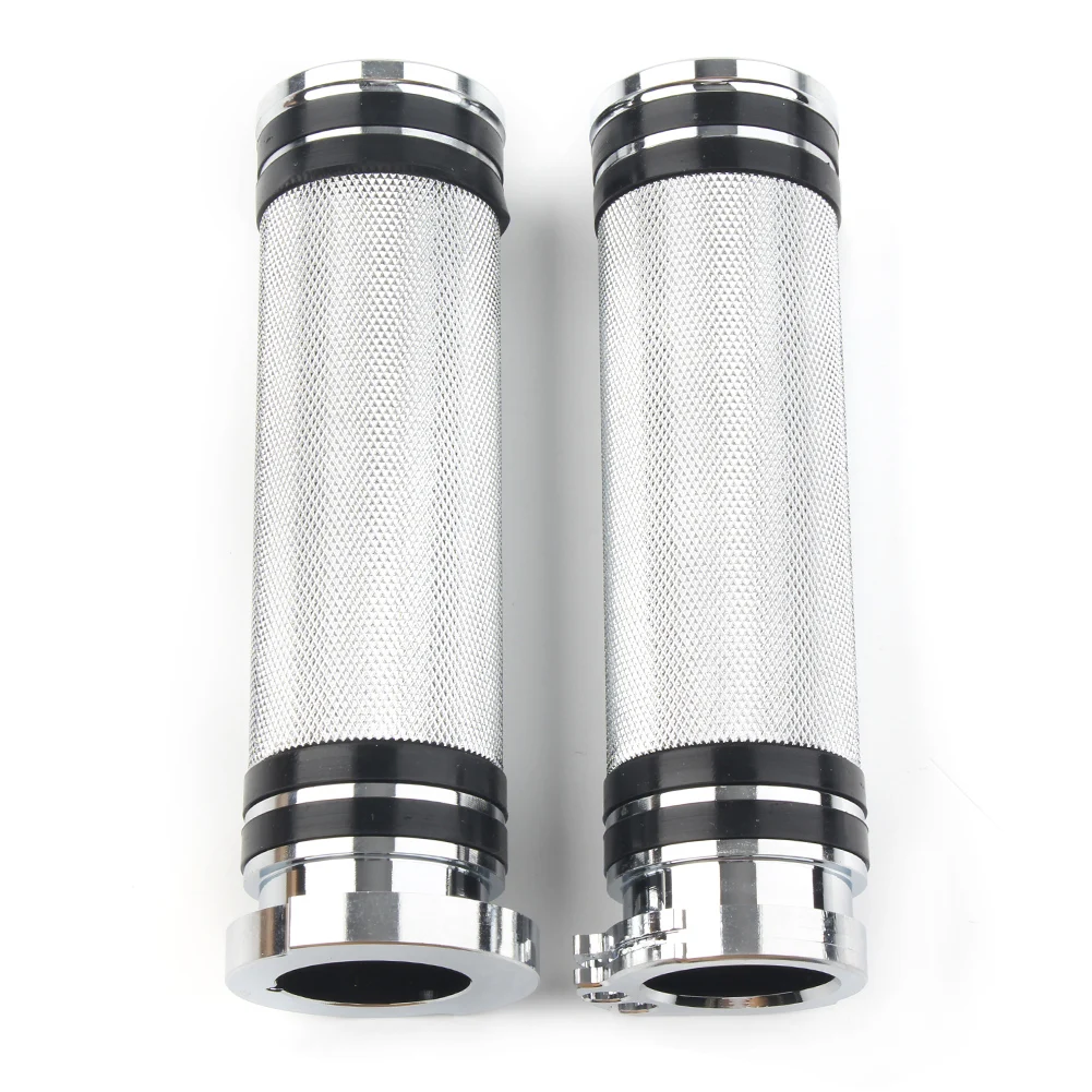 Chrome  Handlebar Hand Grips 1'' For Harley Sportster Dyna Softail V-Rod Touring 1996-2004 2005 2006 2007